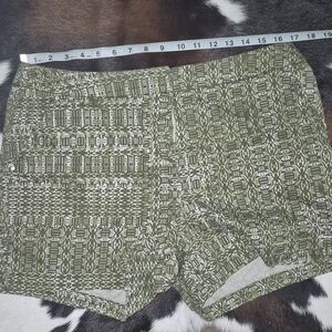 High Waist Olive Patterned Women's Shorts